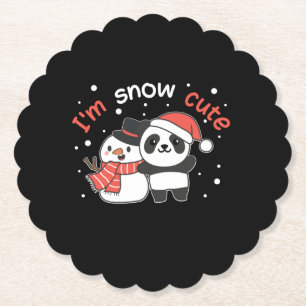 Panda I'm Snow Cute Snowman Snow Pun Paper Coaster