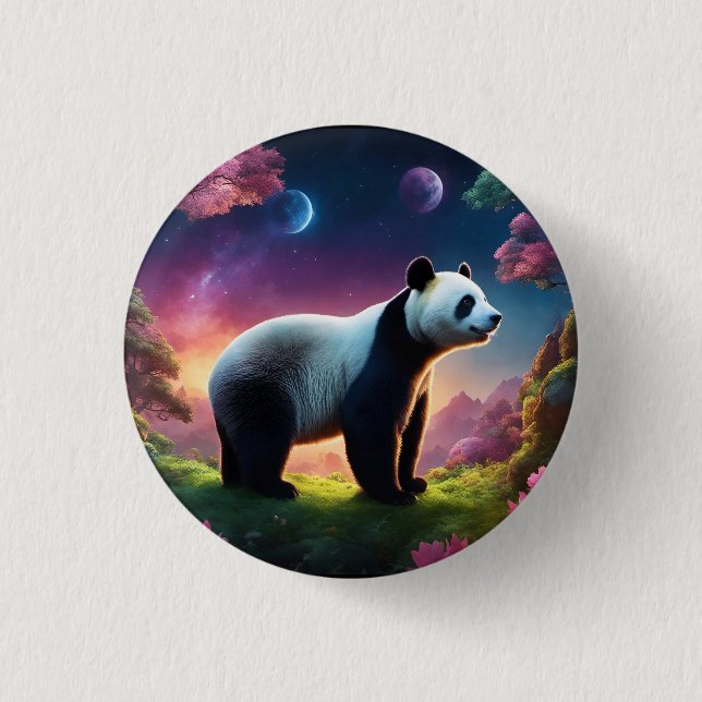 Panda in a Fantasy Garden 3 Cm Round Badge (Front)