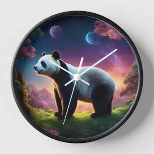 Panda in a Fantasy Garden Clock