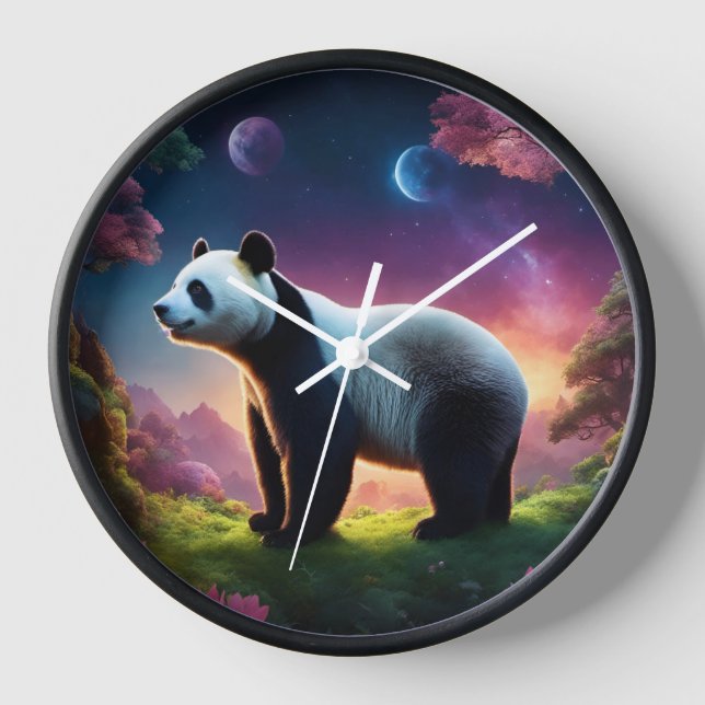 Panda in a Fantasy Garden Clock (Front)