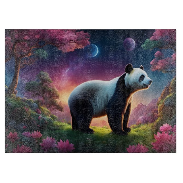 Panda in a Fantasy Garden Cutting Board (Front)