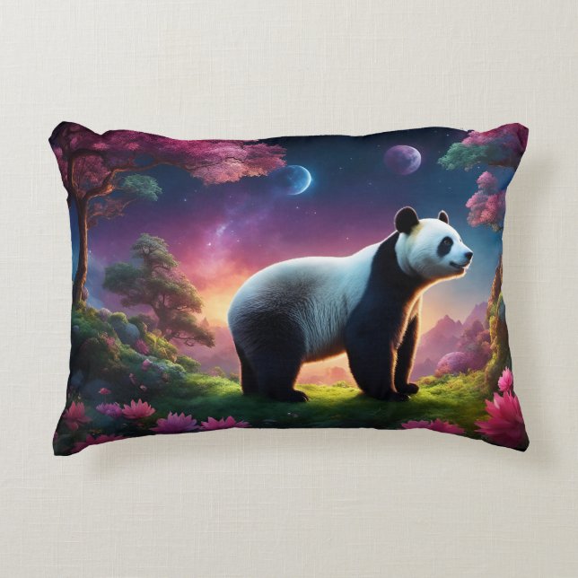 Panda in a Fantasy Garden Decorative Cushion (Front)