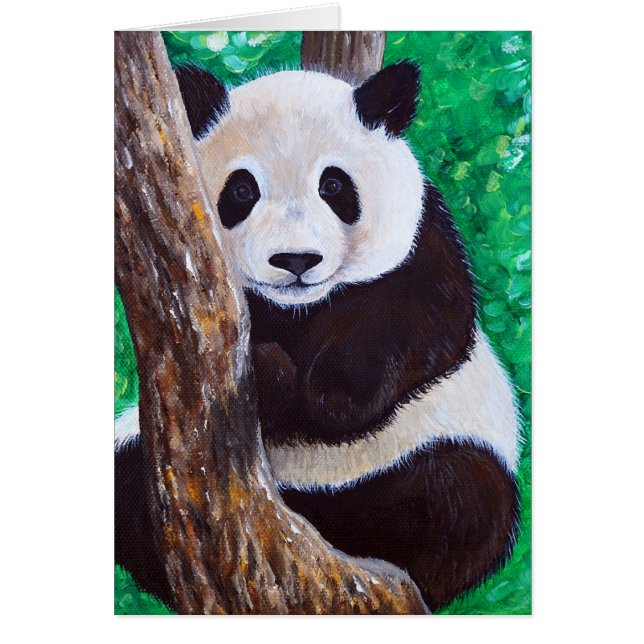 Panda in a Tree Painting Greeting Card (Front)