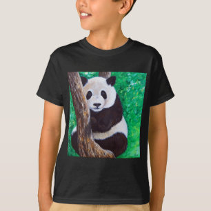 Panda in a Tree Painting T-Shirt