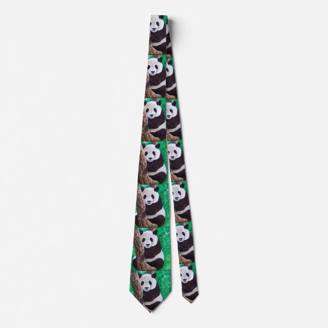 Panda in a Tree Painting Tie (Front)