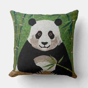 Panda in Bamboo Forest Mosaic Cushion