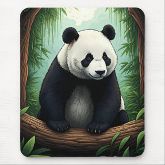 Panda in Lush Greenery Mouse Pad