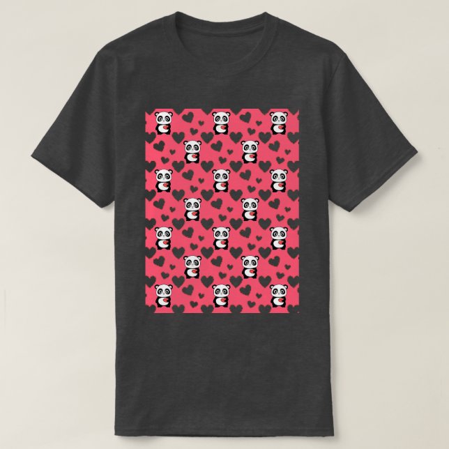 Panda In Pink Background With Owls Pet Bandanna T-Shirt (Design Front)