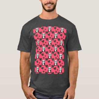 Panda In Pink Background With Owls Pet Bandanna T-Shirt