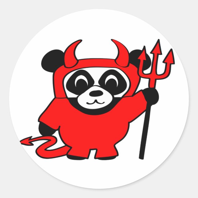 Panda in Red Devil Costume Classic Round Sticker (Front)