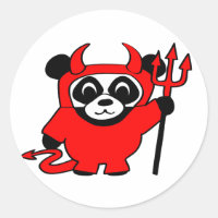 Panda in Red Devil Costume