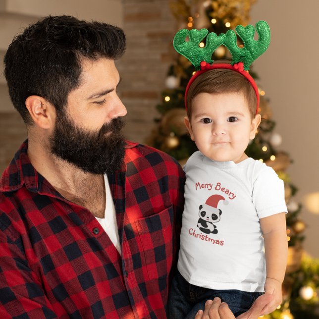 Panda in Santa Hat – Merry Beary Christmas Toddler T-Shirt (Creator Uploaded)