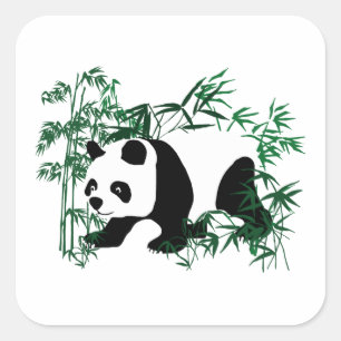 Panda in the Bamboo Forest Square Sticker