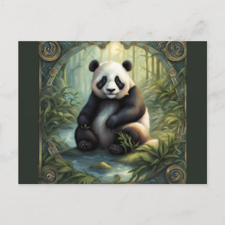 panda in the forest postcard