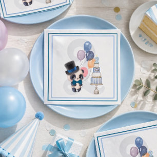 Panda in Top Hat Baby's 2nd Birthday Napkin