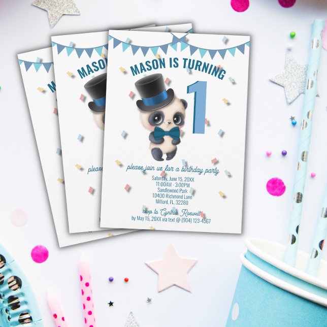 Panda in Top Hat - Personalised Birthday Invite (Creator Uploaded)