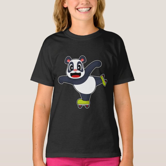 Panda Inline skating Roller skates T-Shirt (Front)