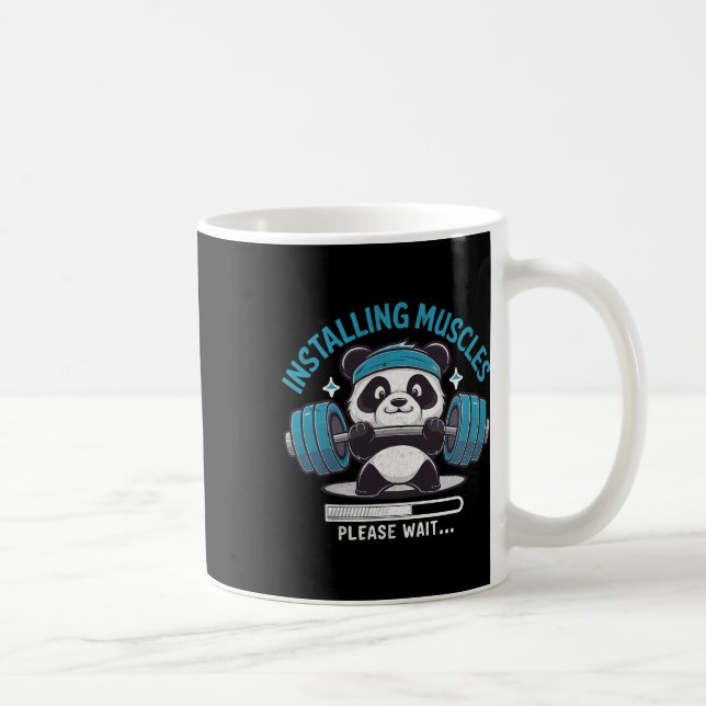 Panda Installing Muscles Please Wait Weightlifter  Coffee Mug (Right)