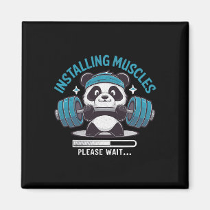 Panda Installing Muscles Please Wait Weightlifter  Magnet