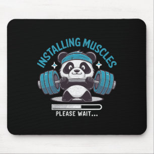 Panda Installing Muscles Please Wait Weightlifter  Mouse Pad