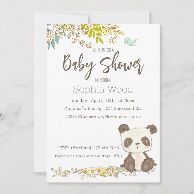 Panda Invitation (Front)