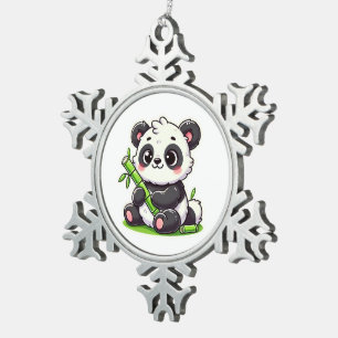 Panda   Ivaniby Snowflake Pewter Christmas Ornament