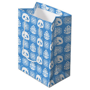 Panda Jungle Impressions on Blue Medium Gift Bag