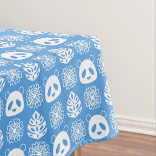 Panda Jungle Impressions on Blue Tablecloth