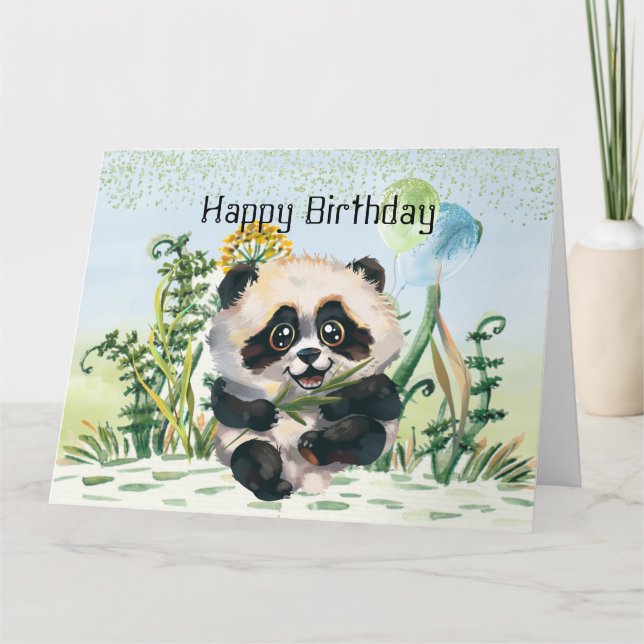 Panda Kid Happy Birthday  Card (Front)