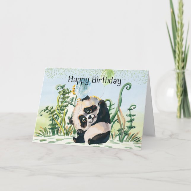 Panda Kid Happy Birthday  Card (Front)