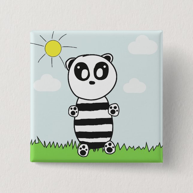 Panda Kids  15 Cm Square Badge (Front)