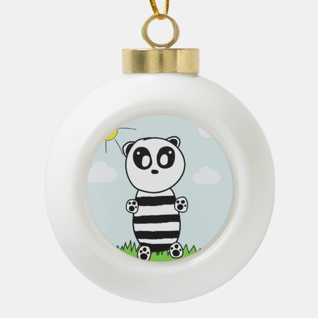 Panda Kids   Ceramic Ball Christmas Ornament (Front)