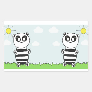 Panda Kids Rectangular Sticker