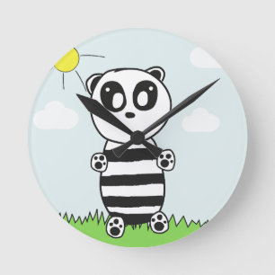 Panda Kids  Round Clock