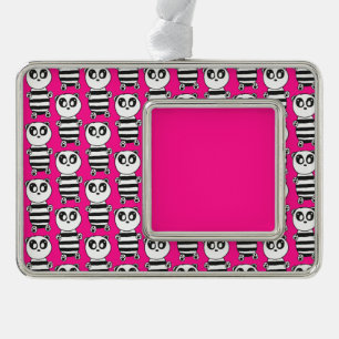Panda Kids  Silver Plated Framed Ornament