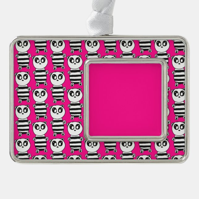 Panda Kids  Silver Plated Framed Ornament (Front)