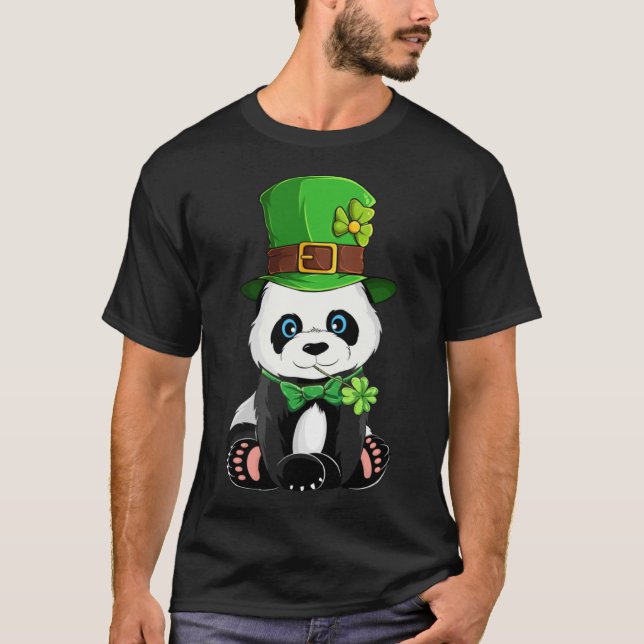 Panda Leprechaun Hat St Patricks Day Boys Girls Me T-Shirt (Front)