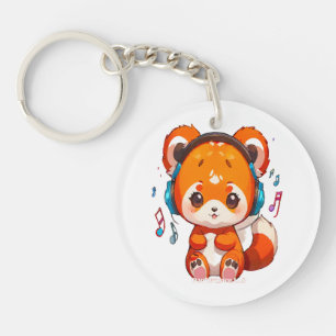 Panda Listening to Kpop Music Key Ring
