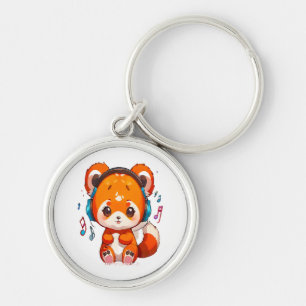 Panda Listening to Kpop Music Key Ring