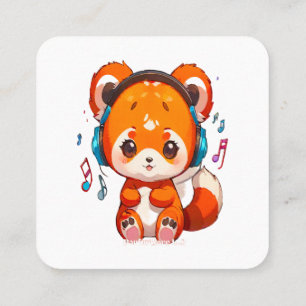 Panda Listening to Kpop Music Square Business Card
