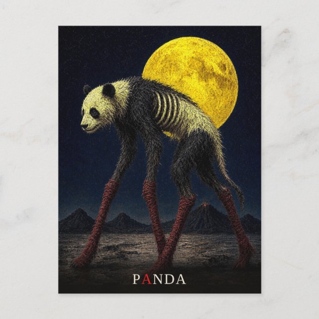 Panda Long Socks gothic Surreal Postcard (Front)