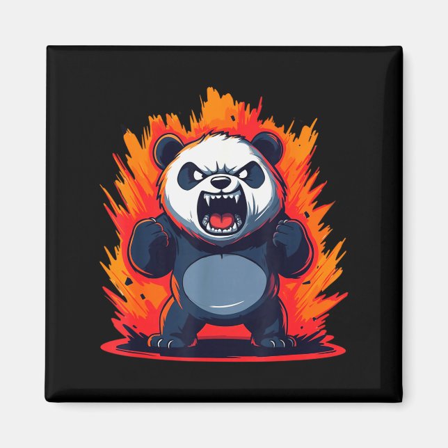 Panda Looking Angry Graphic Funny Panda Kawaii  Magnet (Front)