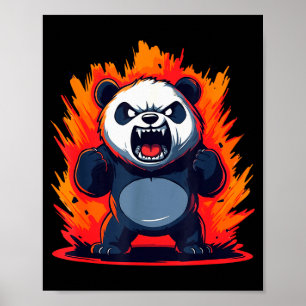 Panda Looking Angry Graphic Funny Panda Kawaii Poster