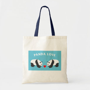 Panda Love (Blue) Tote Bag