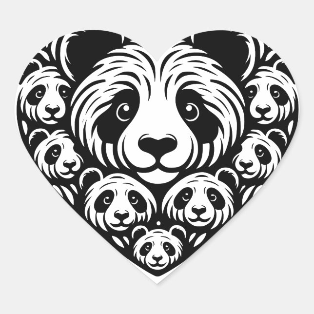 Panda love heart sticker (Front)