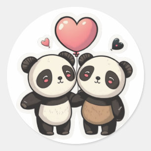 Panda Love: Holding Hands Sticker
