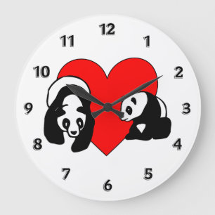 Panda Love Large Clock