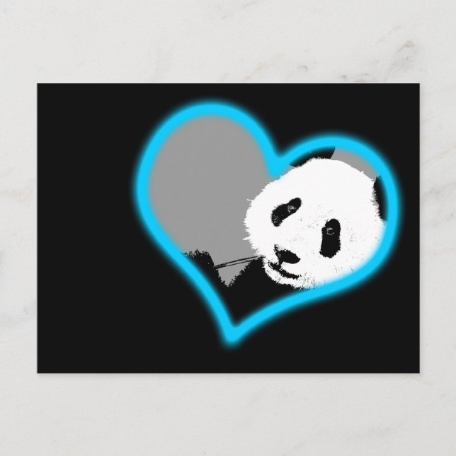 panda love. neon light. postcard (Front)