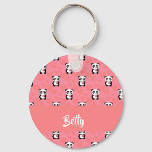 Panda love pink pattern key ring