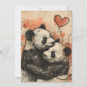 Panda Love Valentine's day  Holiday Card